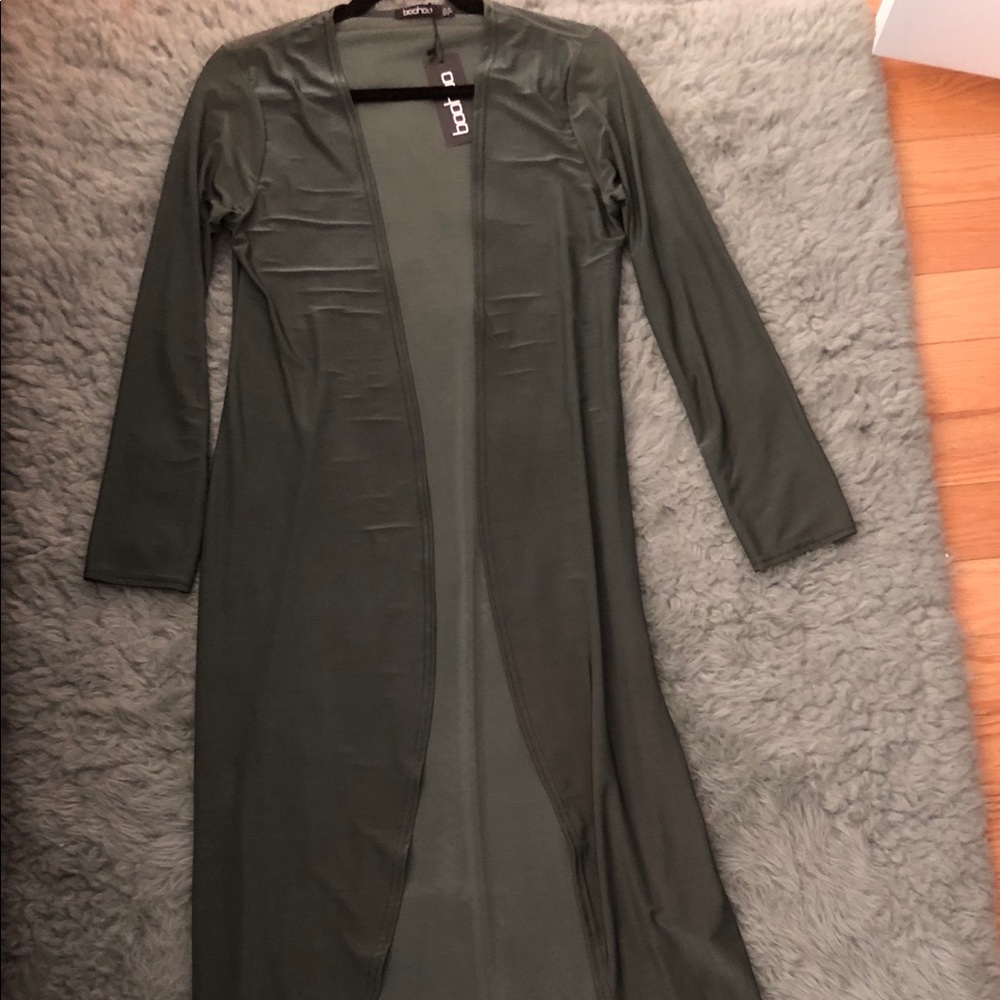 Olive slinky maxi duster